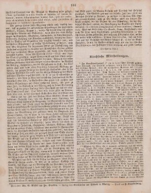 144 Kirchliche Mittheilungen