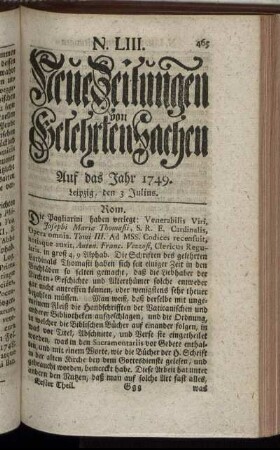 N. LIII. Leipzig, den 3 Julius. - N. LXI. Leipzig, den 31 Julius.