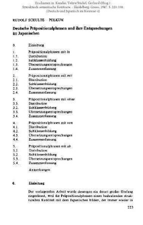 Deutsche Präpositionalphrasen und ihre Entsprechungen im Japanischen