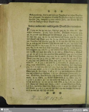 Anbey wollen wir nachfolgende Druckfehler verbeßern