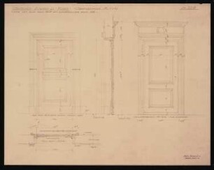 Schloss Posen, Posen Umbau: Ansichten, Grundriss und Schnitt Türen 1.OG 1:10