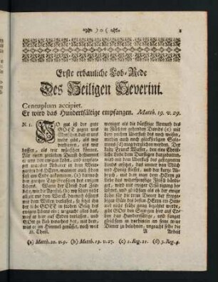 1-38, Erste erbauliche Lob-Rede des Heiligen Severini - Zweyte erbauliche Lob-Rede des Heiligen Pauli des ersten Einsiedlers