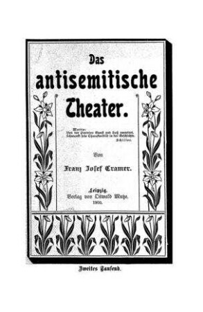 Das antisemitische Theater / Franz Josef Cramer