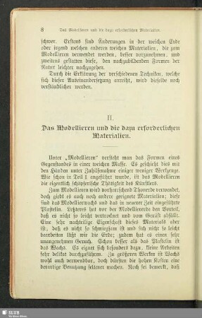II. Das Modellieren und die dazu erforderlichen Materialien