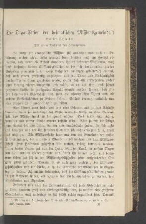 Die Organisation der heimatlichen Missionsgemeinde