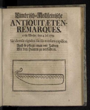 Cimbrisch-Hollsteinische Antiquitæten-Remarques. 27ste Woche/ den 4 Jul. 1719.