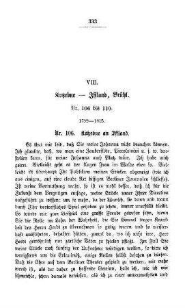 VIII. Kotzebue - Iffland, Brühl. Nr. 106 bis 110. 1799 - 1815