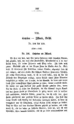 VIII. Kotzebue - Iffland, Brühl. Nr. 106 bis 110. 1799 - 1815