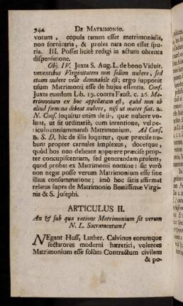 944-958, Articulus II. An & sub qua ratione Matrimonium sit verrum N. L. Sacramentum?