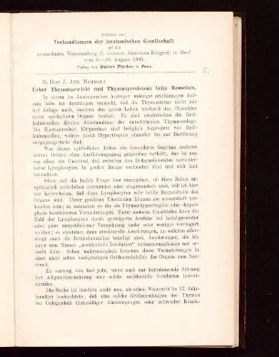 Ueber Thymusgewicht und Thymuspersistenz beim Menschen