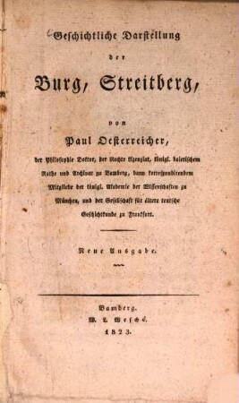 Geschichtliche Darstellung der Burg Streitberg