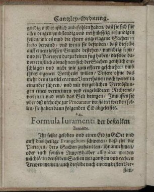 Formula Juramenti der bestalten Anwälde.