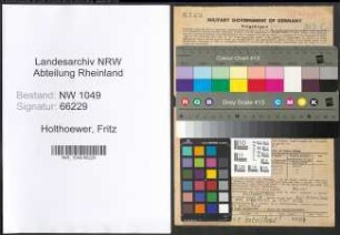 Entnazifizierung Fritz Holthoewer , geb. 11.03.1888 (Maler)
