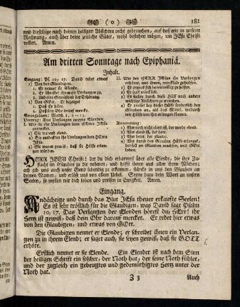 181-185, Inhalt; Eingang; Evangelium