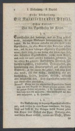 Erste Abtheilung. Die Naturlehre oder Physik.