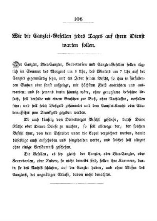 Wie die Canzlei-Gesellen jedes Tages auf ihren Dienst warten sollen.