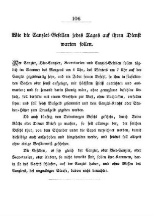 Wie die Canzlei-Gesellen jedes Tages auf ihren Dienst warten sollen.