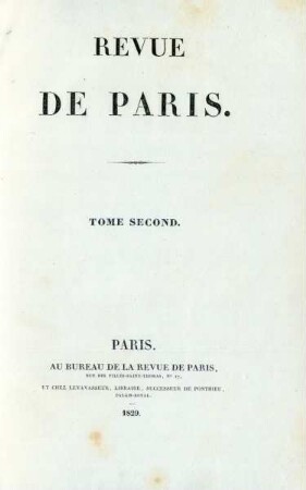 Tome second: La Revue de Paris