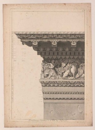 Korinthisches Gebälk, Palatin, Rom (Moreau, Fragmens, 1820, Taf. 6)