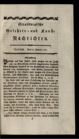IXtes Stück. Den 29. Januar 1782.
