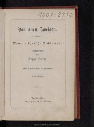 Von allen Zweigen : neuere lyrische Dichtungen