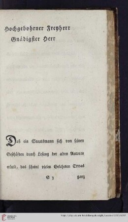 Hochgebohrner Freyherr, Gnädigster Herr