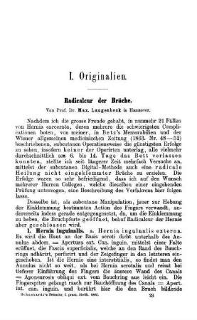 I. Originalien. Radicalcur der Brücke.