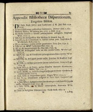 Appendix Bibliothecæ Disputationum.
