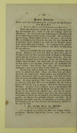 Dritter Abschnitt. Lehre von der leiblichen und geistigen Beschaffenheit des Menschen
