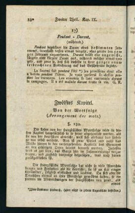 330-340, Zwölftes Kapitel. Von der Wortfolge (Arrangement des mots.)
