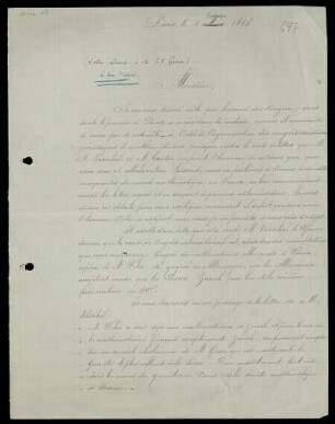Brief von Emile Lemoine an Carl Friedrich Geiser, Paris, 2.2.1896