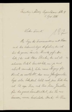 Nr. 14: Brief von Hermann Minkowski an Adolf Hurwitz, Straßburg, 7.9.1896