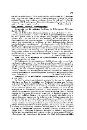 Ärzte, Erzieher, Fürsorger, Ausbildungsfragen