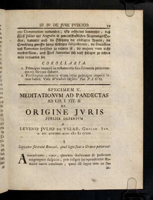 39-59, Ad Lib. I. D. Tit. II. De Origine Juris