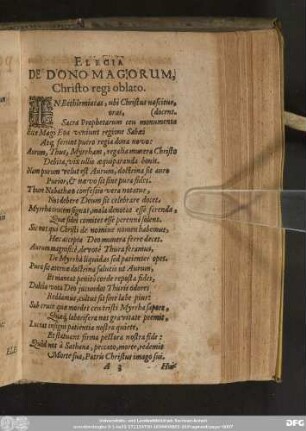 Elegia De Dono Magorum, Christo regi oblato.