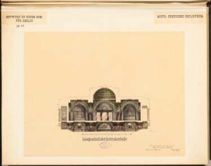 Berliner Dom Schinkelwettbewerb 1884: Längsschnitt der Herrscherhalle