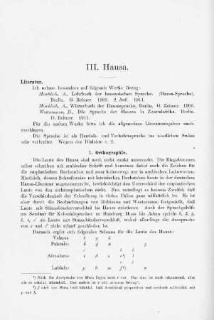 III. Hausa.