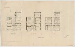 Thiersch, August ; München; Wohnhaus Linde - Grundriss EG, Grundriss 1. OG, Grundriss 2. OG