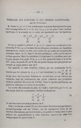 NORMALES AUX SURFACES ET AUX COURBES ALGÉBRIQUES.