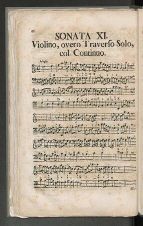 Sonata XI. Violino, overo Traverso Solo, col Continuo.