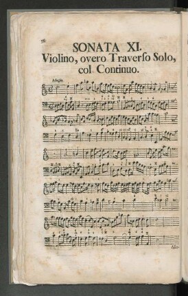 Sonata XI. Violino, overo Traverso Solo, col Continuo.