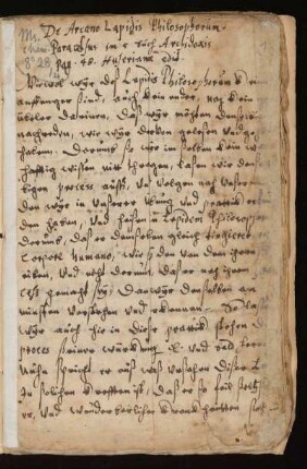 Ps. Paracelsus: Archidoxis Magicae. Buch 5, Ausz.: De arcano Lapidis Philosophorum