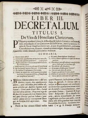 Titulus I. De Vita & Honestate Clericorum. - Titulus V. De Præbendis & Dignitatibus.