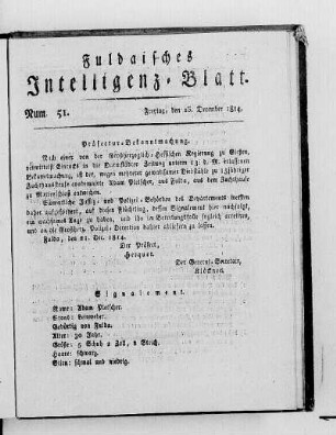 Num. 51, Ausgabe vom 23. December 1814