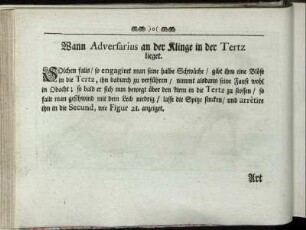 Wann Adversarius an der Klinge in der Tertz lieget. [inkl. Abbildung]