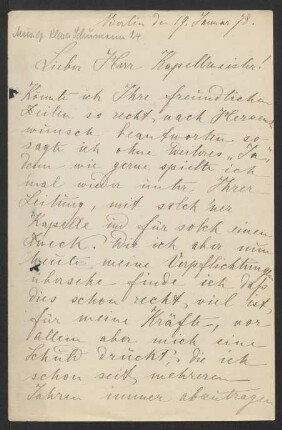 Brief an Franz Wüllner : 19.01.1878