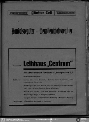 Fünfter Teil. Handelsregister - Genossenschaftsregister