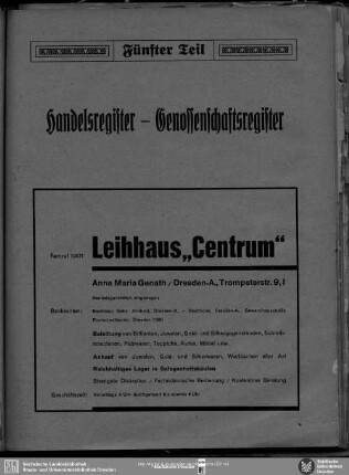 Fünfter Teil. Handelsregister - Genossenschaftsregister