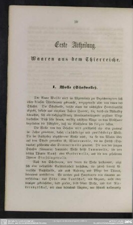 Erste Abtheilung. Waaren aus dem Thierreiche