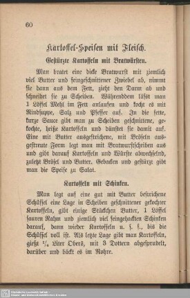Kartoffel-Speisen mit Fleisch